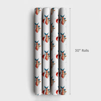 Humorous Holiday Fish Gift Wrap, Santa Goldfish Christmas Wrapping Paper, Adorable Aquatic Animal Wrapping Paper, Novelty Xmas Gift Wrap Roll