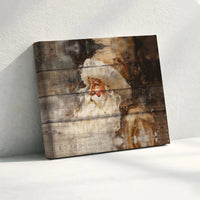 Vintage Wood Plank Canvas Print, Rustic Santa Claus Canvas Wall Art, Farmhouse Christmas Canvas Decor, Holiday Wall Art, Living Room Present