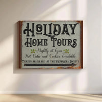 Vintage Christmas Canvas Print, Holiday Home Tours Canvas Sign, Holiday Tours Canvas Wall Art, Festive Seasonal Decor, Winter Home Present