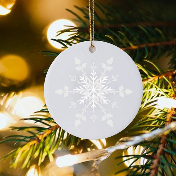 Minimalist Snowflake Ornament, White Snowflake Ceramic Ornament, Elegant Christmas Tree Ornament, Winter Holiday Decor, Famil