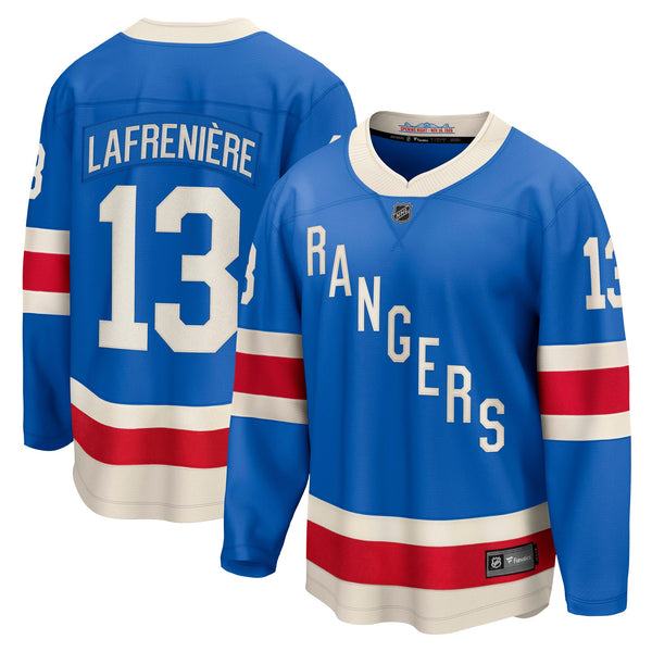 New York Rangers Alexis Lafreniere Blue Centennial Breakaway Jersey