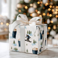 Winter Sports Stout Gift Wrap, Snowboarder Beer Wrapping Paper, Snowy Pines Drinks Wrapping Paper, Craft Beer Lover Christmas Wrapping Paper