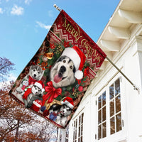 Holiday Siberian Husky Dog Yard Flag, Christmas Husky Garden Flag, Double Sided Winter Pet Garden Flag, Outdoor Lawn Decor, Dog Lover Present