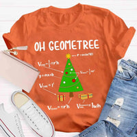 Humorous Geometry Pun Xmas Tree Shirt, Oh Geometree Math Christmas T-Shirt, Math Teacher Holiday Tee, Student Math Humor Shirt Present