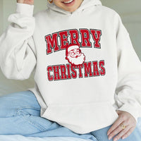 Retro Distressed Santa Claus Pullover, Merry Christmas Santa Hoodie, Vintage Xmas Graphic Hoodie, Holiday Sweatshirt