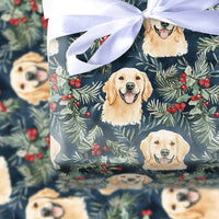 Watercolor Dog Holiday Gift Wrap, Golden Retriever Christmas Wrapping Paper, Dog Lover Xmas Wrapping Paper, Festive Pet Gift Wrapping Paper