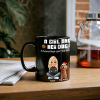 Personalized Girl and Dog Coffee Mug, Custom Dog Mom Ceramic Mug, Adorable Pet Owner Coffee Cup, Christmas Mug Present for Dog Lover