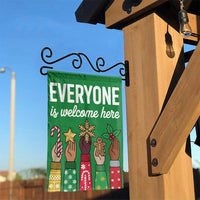 Inclusive Holiday Yard Flag, Everyone Is Welcome Here Christmas Garden Flag, Festive Winter Outdoor Flag, Seasonal Lawn Flag Present