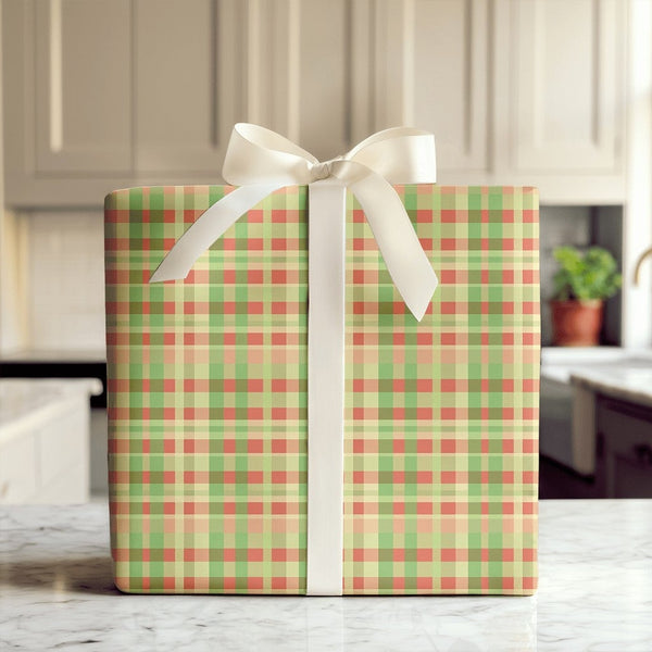 Red and Green Checkered Gift Wrap, Christmas Plaid Wrapping Paper, Festive Holiday Gift Wrapping Paper, Tartan Winter Present