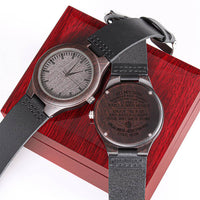 Sandalwood Mens Watch with Leather Band, To My Son Engraved Wooden Watch, Japanese Quartz Timepiece, Christmas Birthday Present for Son