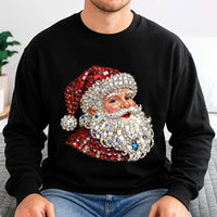 Sparkle Crystal Christmas Crewneck, Jewel Mosaic Santa Sweatshirt, Festive Santa Claus Pullover, Holiday Graphic Sweatshirt, Christmas Present