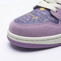 Retro Low Top Basketball Shoes, Purple Cream Colorway, Lace Up Design, Casual Gift for Shoe Lovers