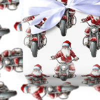 Vintage Biker Santa Gift Wrap, Motorcycle Santa Wrapping Paper, Humorous Motorcycle Christmas Wrapping Paper, Biker Holiday Gift Wrap