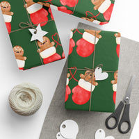 Santa Pants Wrapping Paper, Gingerbread Men Christmas Gift Wrap, Holiday Present Wrapping Paper, Adorable Winter Gift Wrap Roll