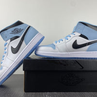 Mid Top Sneakers, Blue White Black Colorway, Lace Up Design, Casual Gift for Sneaker Fans
