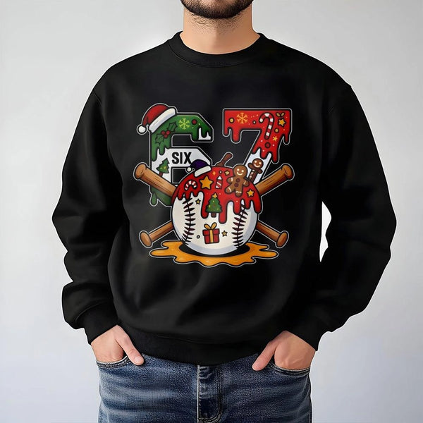 67 Number Baseball Holiday Sweater, Christmas Baseball Sweatshirt, Vintage Baseball Fan Crewneck, Sports Player Christmas Swe