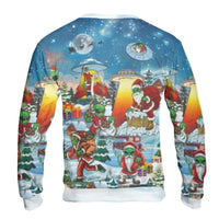 Humorous UFO Christmas Sweater, Alien Santa Christmas Sweatshirt, Sci-Fi Alien Christmas Sweatshirt, Retro Space Holiday Pullover, Xmas Present