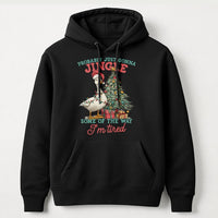 Jingle Tired Christmas Hoodie, Humorous Christmas Goose Hoodie, Sarcastic Holiday Hooded Sweatshirt, Adorable Christmas Goose Pullover, Xmas Present