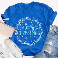 Merry and Bright Snow Falling Tee, Holly Jolly Hot Cocoa Shirt, Adorable Christmas Graphic T-Shirt, Comfy Winter Holiday Shirt, Xmas Present Tee