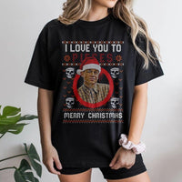True Crime Ugly Sweater Tee, I Love You to Pieces Christmas T-Shirt, Dark Humor Holiday Graphic T-Shirt, Sarcastic Crime Podcast Fan Tee