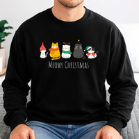 Humorous Cat Holiday Crewneck, Meowy Christmas Sweatshirt, Adorable Kitty Xmas Sweater, Comfy Festive Cat Pullover, Cat Lover Christmas Present