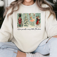 Vintage Ballet Mouse Holiday Sweatshirt, Nutcracker Christmas Sweatshirt, Nutcracker Tree Crewneck Sweater, Festive Xmas Holiday Sweatshirt