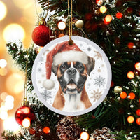 Santa Hat Boxer Ceramic Ornament, Boxer Dog Christmas Ornament, Boxer Dog Holiday Tree Ornament, Puppy Lover Christmas Keepsake Present