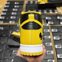 High Top Sneakers, Black Yellow Colorway, Lace Up Design, Casual Gift for Sneaker Fans