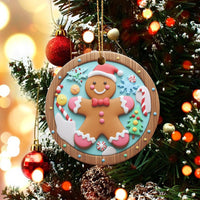 Holiday Cookie Ceramic Ornament, Gingerbread Man Christmas Ornament, Adorable Xmas Tree Ornament, Festive Gingerbread Decor, Holiday Keepsake