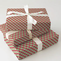 Diagonal Plaid Gift Wrap, Red Green Gingham Wrapping Paper, Classic Check Christmas Wrapping Paper, Rustic Holiday Festive Wrapping Paper
