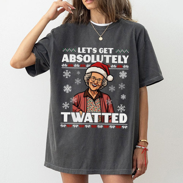 Retro Grandma Holiday Shirt, Humorous Grandma Christmas T-Shirt, Rude Xmas Slogan Graphic Tee, Festive Christmas T-Shirt, Adu