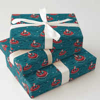 Humorous Tropical Christmas Gift Wrap, Floating Santa Inner Tube Wrapping Paper, Summer Beach Santa Wrapping Paper, Teal Holiday Wrapping Paper