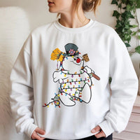 Holiday Lights Christmas Sweater, Snowman Christmas Sweatshirt, Adorable Holiday Crewneck, Festive Winter Sweatshirt, Christmas Present for Family