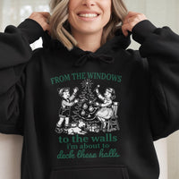 Humorous Christmas Hoodie, Deck the Halls Rap Hoodie, Hip Hop Holiday Hoodie, Xmas Graphic Hooded Sweatshirt, Holiday Present for Music Lovers