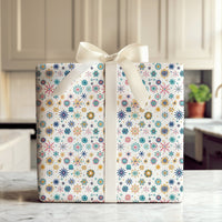 Retro Starburst Gift Wrap Paper, Mid Century Modern Snowflake Wrapping Paper, Vintage Mod Christmas Wrapping Paper Roll Holiday Gift Wrap