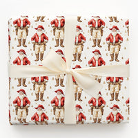 Western Holiday Gift Wrap, Cowboy Santa Claus Christmas Wrapping Paper, Retro Country Wild West Christmas Wrapping Paper, Holiday Gift Wrap