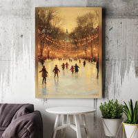 Christmas Skating Poster, Winter Ice Skating Canvas Wall Art, Festive Park Ice Skating Print, Holiday Winter Wall Decor, Digital Download