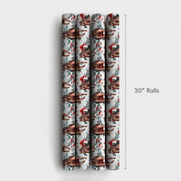Watercolor Evergreen Christmas Gift Wrap, Equestrian Santa on Brown Horse Wrapping Paper, Rustic Holiday Paper, Festive Wrapping Paper Roll