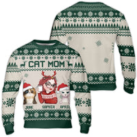 Personalized Pet Portrait Ugly Xmas Crewneck, Custom Cat Mom Christmas Sweater, Personalized Cat Lover Pullover, Custom Holiday Present