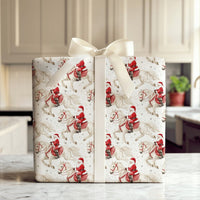 Watercolor Santa on Horse Gift Wrap, Equestrian Santa Wrapping Paper, Horse Lover Christmas Wrapping Paper, Holiday Gift Wrap Paper Roll