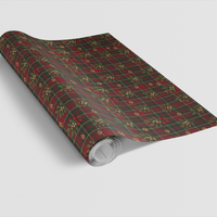 Dog Paw Print Wrapping Paper, Pawliday Plaid Gift Wrap Paper, Holiday Pet Lover Gift Wrap, Festive Dog Lover Christmas Wrapping Paper Roll