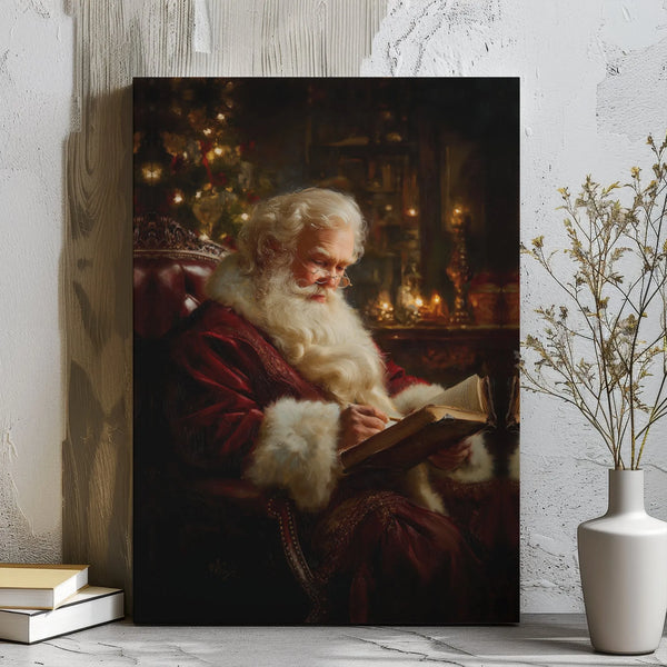 Nostalgic Christmas Canvas Print, Vintage Santa Claus Canvas Art, Retro Santa Wall Art, Holiday Season Canvas Decor, Festive 