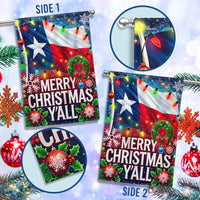 Southern Holiday Garden Flag, Merry Christmas Y'all Texas Garden Flag, Double-Sided Xmas Yard Flag, Lone Star State Decor Present