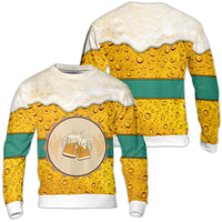 Clinking Beer Mugs Holiday Sweatshirt, Beer Lover Ugly Christmas Sweater, Humorous Drinking Party Xmas Crewneck, Beer Drinker Ugly Sweater Present
