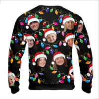 Personalized Photo Ugly Sweater, Custom Face Ugly Christmas Sweater, Holiday Lights Family Sweater, Humorous Matching Xmas Sweatshirt Crewneck