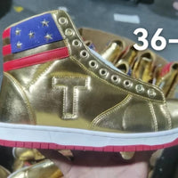 High Top Sneakers, Gold White Colorway, Lace Up Design, Casual Gift for Sneaker Fans