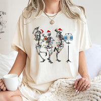 Dancing Skeleton Medical Holiday Tee, Christmas Nurse T-Shirt, Humorous Hospital RN Graphic Shirt, Festive Healthcare Worker Christmas T-Shirt