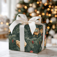 Farmhouse Watercolor Gift Wrap, Christmas Chicken Wrapping Paper, Rustic Country Pine Wrapping Paper, Winter Holiday Present Wrap Roll
