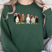 Festive Farm Animal Holiday Lights Graphic Crewneck, Christmas Chicken Sweatshirt, Adorable Winter Pullover, Chicken Lover Present