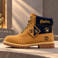 MIL Gameday Lines - Navy Collar on a Wheat Six-Inch Boot